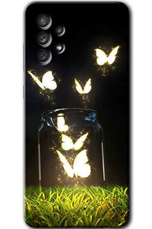 Galaxy A72 Kılıf HD Desen Baskılı Arka Kapak - Işıklı Kelebekler 