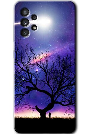Galaxy A73 Kılıf HD Desen Baskılı Arka Kapak - Uzay Silüet 