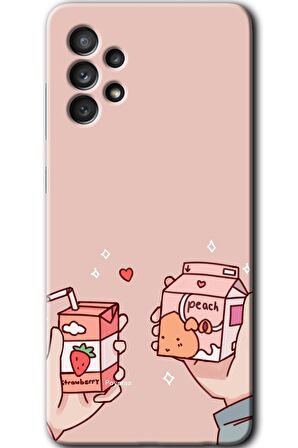 Galaxy A73 Kılıf HD Desen Baskılı Arka Kapak - Meyveli Süt 