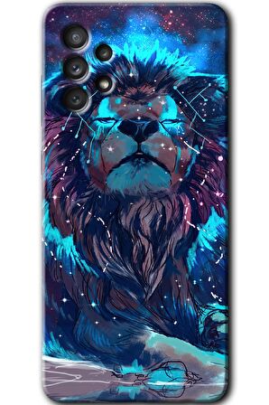 Galaxy A73 Kılıf HD Desen Baskılı Arka Kapak - Neon Aslan 