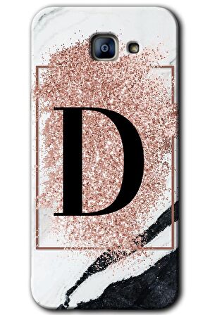 Galaxy A8 2016 Kılıf HD Desen Baskılı Arka Kapak - Pembe Mermer Desenli D Harfi 