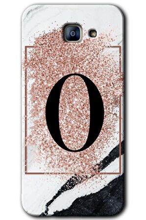 Galaxy A8 2016 Kılıf HD Desen Baskılı Arka Kapak - Pembe Mermer Desenli O Harfi 