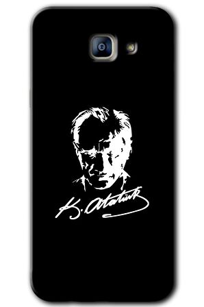 Galaxy A8 2016 Kılıf HD Desen Baskılı Arka Kapak - Atatürk Silüet İmza 