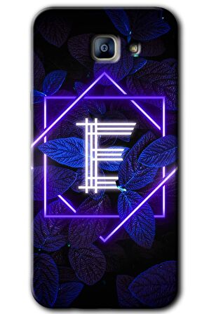 Galaxy A8 2016 Kılıf HD Desen Baskılı Arka Kapak - Dark Neon Yaprak E Harfi 