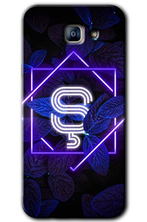 Galaxy A8 2016 Kılıf HD Desen Baskılı Arka Kapak - Dark Neon Yaprak Ş Harfi 
