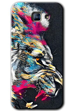 Galaxy A8 2016 Kılıf HD Desen Baskılı Arka Kapak - Colorfull Aslan 