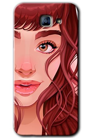 Galaxy A8 2016 Kılıf HD Desen Baskılı Arka Kapak - Kızıl Kız 