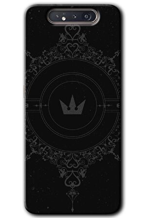 Galaxy A80 Kılıf HD Desen Baskılı Arka Kapak - Siyah Mandala 1 