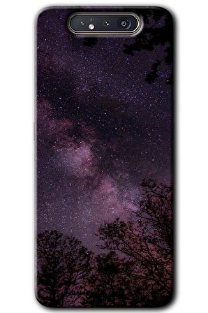 Galaxy A80 Kılıf HD Desen Baskılı Arka Kapak - Gece Galaksi 