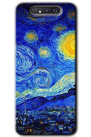 Galaxy A80 Kılıf HD Desen Baskılı Arka Kapak - Starry Night 