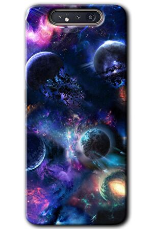 Galaxy A80 Kılıf HD Desen Baskılı Arka Kapak - Gezegen Karışımı 