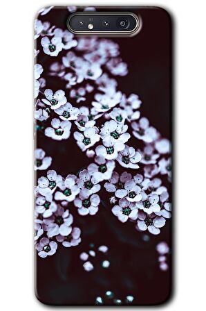 Galaxy A80 Kılıf HD Desen Baskılı Arka Kapak - Beyaz Çiçek 