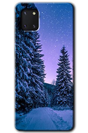 Galaxy A81 Kılıf HD Desen Baskılı Arka Kapak - Kış Manzarası 