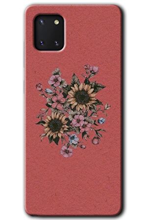 Galaxy A81 Kılıf HD Desen Baskılı Arka Kapak - Retro Çiçek 