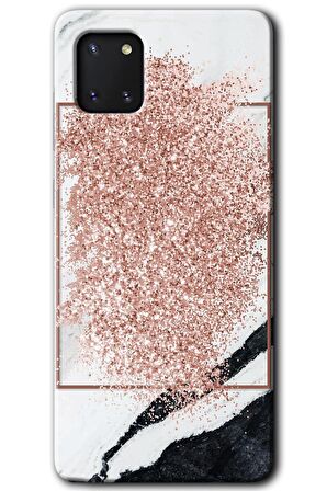 Galaxy A81 Kılıf HD Desen Baskılı Arka Kapak - Simli Mermer 