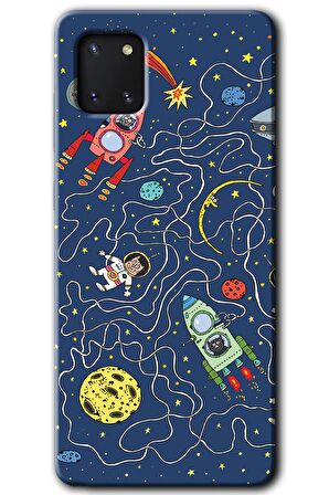 Galaxy A81 Kılıf HD Desen Baskılı Arka Kapak - Kedi Galaksi 
