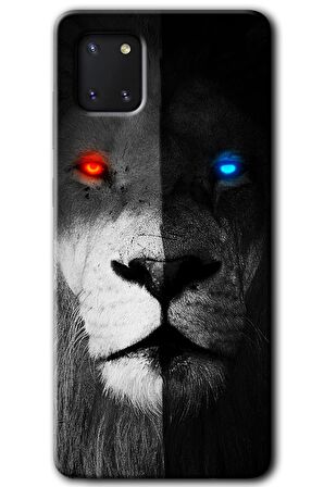 Galaxy A81 Kılıf HD Desen Baskılı Arka Kapak - Fire and Ice Lion 