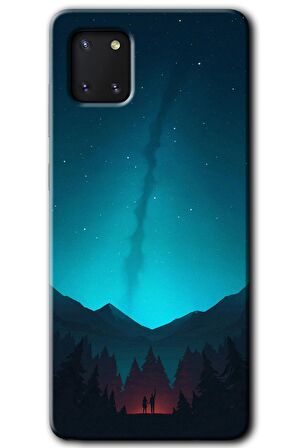 Galaxy A81 Kılıf HD Desen Baskılı Arka Kapak - Night Fores Mount 