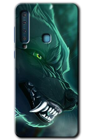 Galaxy A9 2018 Kılıf HD Desen Baskılı Arka Kapak - Yeşil Kurt 