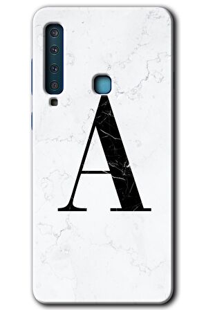 Galaxy A9 2018 Kılıf HD Desen Baskılı Arka Kapak - Beyaz Mermer Desenli A Harfi 