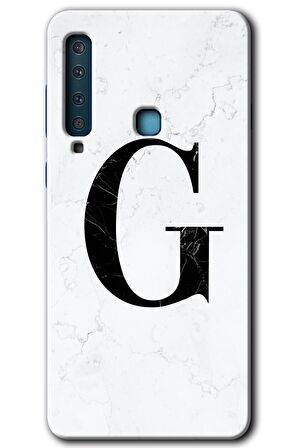 Galaxy A9 2018 Kılıf HD Desen Baskılı Arka Kapak - Beyaz Mermer Desenli G Harfi 