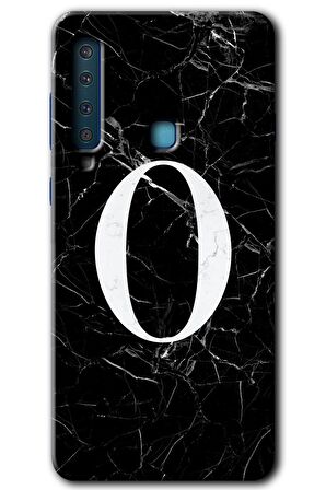 Galaxy A9 2018 Kılıf HD Desen Baskılı Arka Kapak - Siyah Mermer Desenli O Harfi 