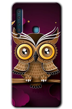 Galaxy A9 2018 Kılıf HD Desen Baskılı Arka Kapak - Owl Bird Branch 