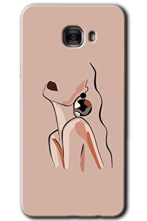 Galaxy C7 Kılıf HD Desen Baskılı Arka Kapak - Çizim Silüet 
