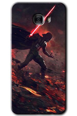 Galaxy C7 Kılıf HD Desen Baskılı Arka Kapak - Darh Vader Wars 