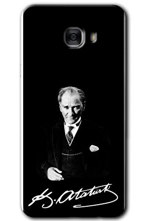 Galaxy C7 Kılıf HD Desen Baskılı Arka Kapak - Atatürk İmza 