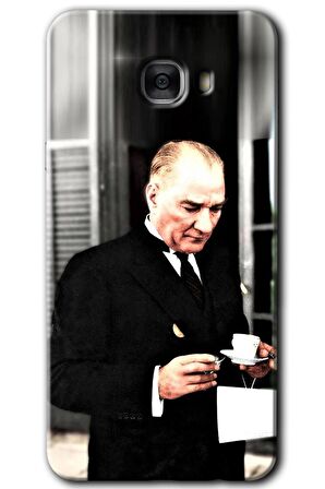 Galaxy C7 Kılıf HD Desen Baskılı Arka Kapak - Atatürk Türk Kahvesi 