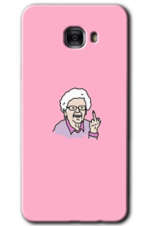 Galaxy C7 Kılıf HD Desen Baskılı Arka Kapak - Bad Grandmother 