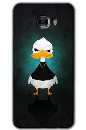 Galaxy C7 Kılıf HD Desen Baskılı Arka Kapak - Angry Duck 