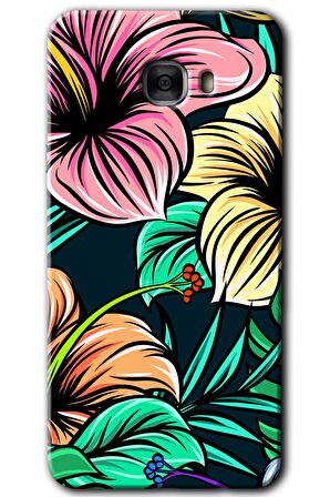 Galaxy C7 Kılıf HD Desen Baskılı Arka Kapak - Çizim Çiçekler 