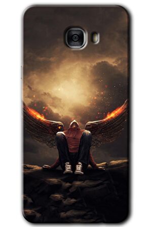 Galaxy C7 Kılıf HD Desen Baskılı Arka Kapak - Wings of Power 