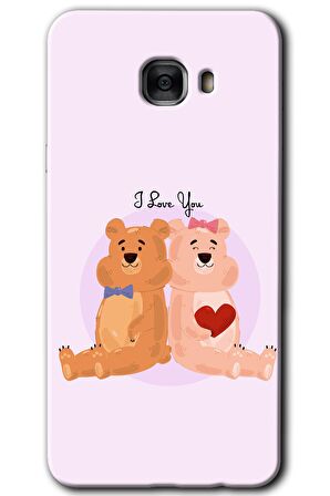Galaxy C7 Kılıf HD Desen Baskılı Arka Kapak - Sevgili Ayıcık 