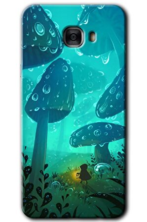 Galaxy C7 Kılıf HD Desen Baskılı Arka Kapak - Silhoutte Dropss 