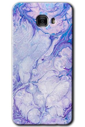 Galaxy C7 Kılıf HD Desen Baskılı Arka Kapak - Spots Lilac 