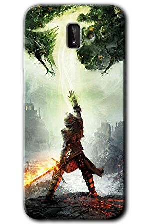 Galaxy J8 Kılıf HD Desen Baskılı Arka Kapak - Dragon Hunter 