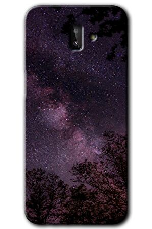 Galaxy J8 Kılıf HD Desen Baskılı Arka Kapak - Gece Galaksi 