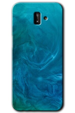 Galaxy J8 Kılıf HD Desen Baskılı Arka Kapak - Mavi Aura 