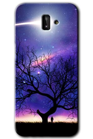 Galaxy J8 Kılıf HD Desen Baskılı Arka Kapak - Uzay Silüet 