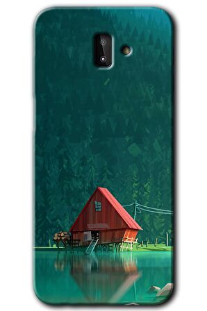 Galaxy J8 Kılıf HD Desen Baskılı Arka Kapak - House In Woods 