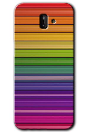 Galaxy J8 Kılıf HD Desen Baskılı Arka Kapak - Colorful Lines 