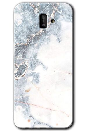 Galaxy J8 Kılıf HD Desen Baskılı Arka Kapak - White Marble 