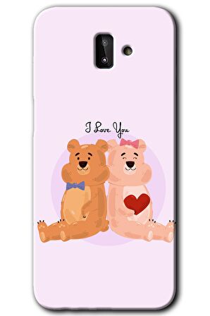 Galaxy J8 Kılıf HD Desen Baskılı Arka Kapak - Sevgili Ayıcık 