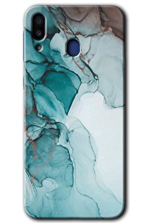 Galaxy M10 Kılıf HD Desen Baskılı Arka Kapak - Buzul Mermer 