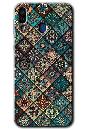 Galaxy M10 Kılıf HD Desen Baskılı Arka Kapak - Mat Mandala 