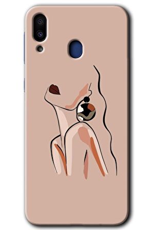 Galaxy M10 Kılıf HD Desen Baskılı Arka Kapak - Çizim Silüet 