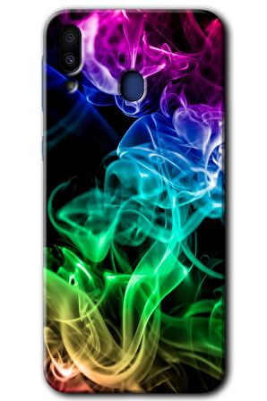 Galaxy M10 Kılıf HD Desen Baskılı Arka Kapak - Smoke Colorful 